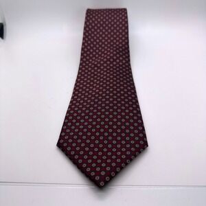 John Weitz Silk Tie Burgundy‎ Geometric Neck Pattern Business Career Retro